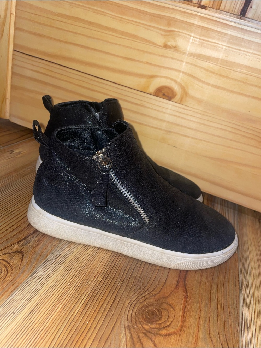 Black Side-Zip Slip-On Sneakers